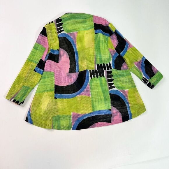 Joseph Ribkoff Sweater Women 12 free Mesh Asymmetric Lagenlook artsy art to wear - Picture 10 of 12